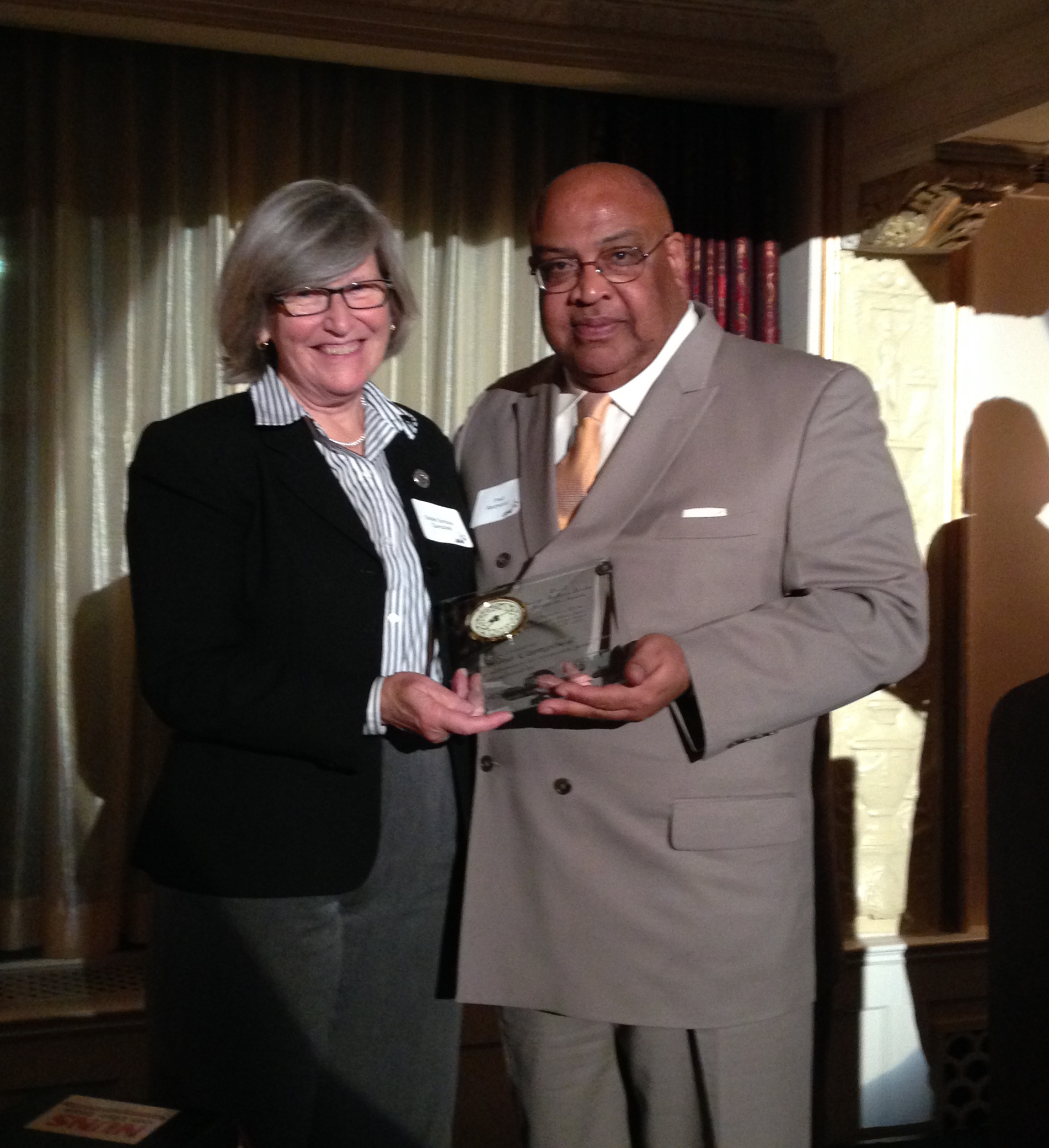 USW International Vice President Fred Redmond and award recipient Sister Simone Campbell
