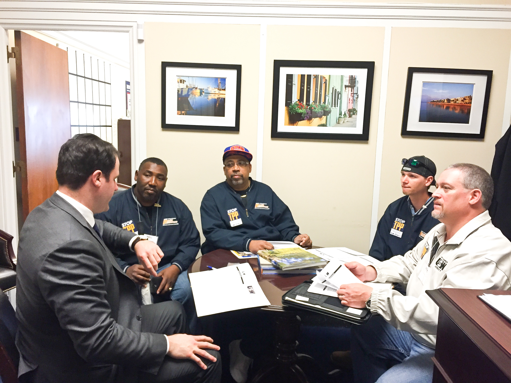 Rep Mark Sanford's Legislative Director talks with D9 Steelworkers